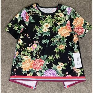 Johnny Was Active Floral Cross Back Tee NWT MSRP $155.00